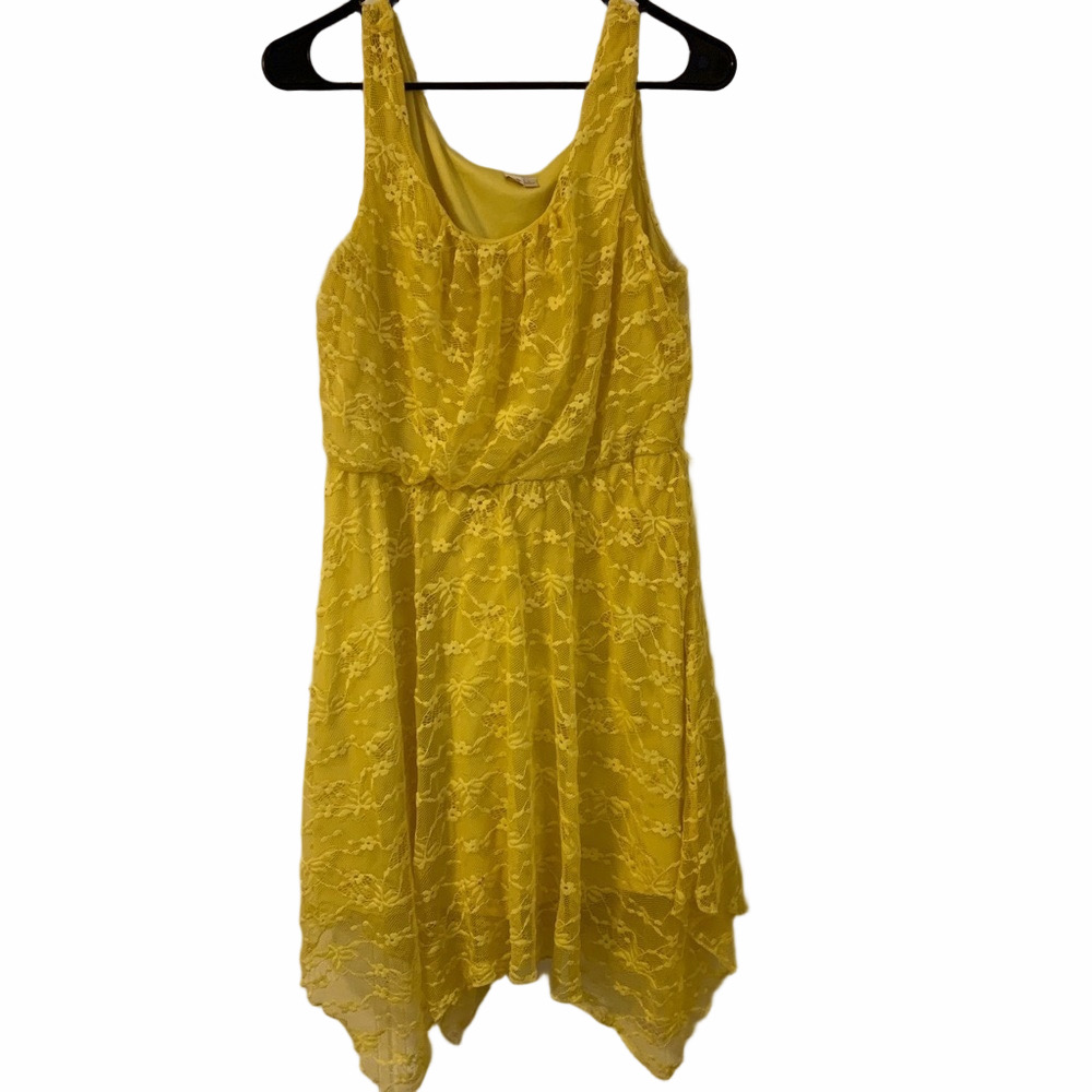 AUW Yellow Lace Dress Size Large Worn Once